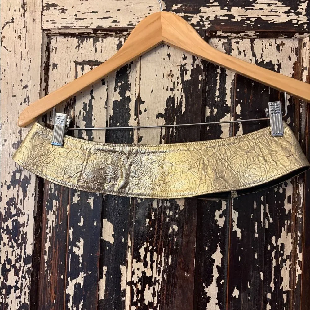 Sharon Burch Gold Embossed Women's statement Belt